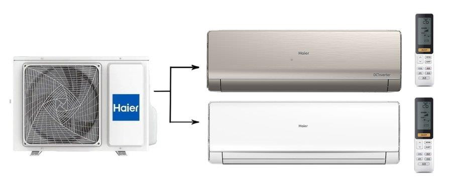 Мульти сплит-система на 2 комнаты 25+50 м2 Haier AS09NS6ERA-G+AS18NS6ERA-W/2U50S2SM1FA-3 Lightera Super Match