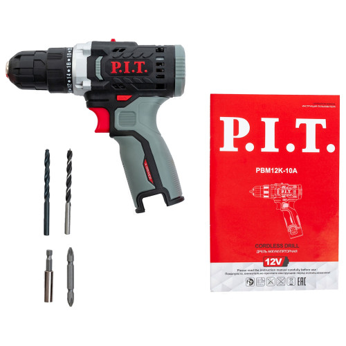 Дрель P.I.T. аккумуляторная PBM12K-10A X-DRIVER SOLO (12В,25Нм, патр10 мм, 2ск, коробка)